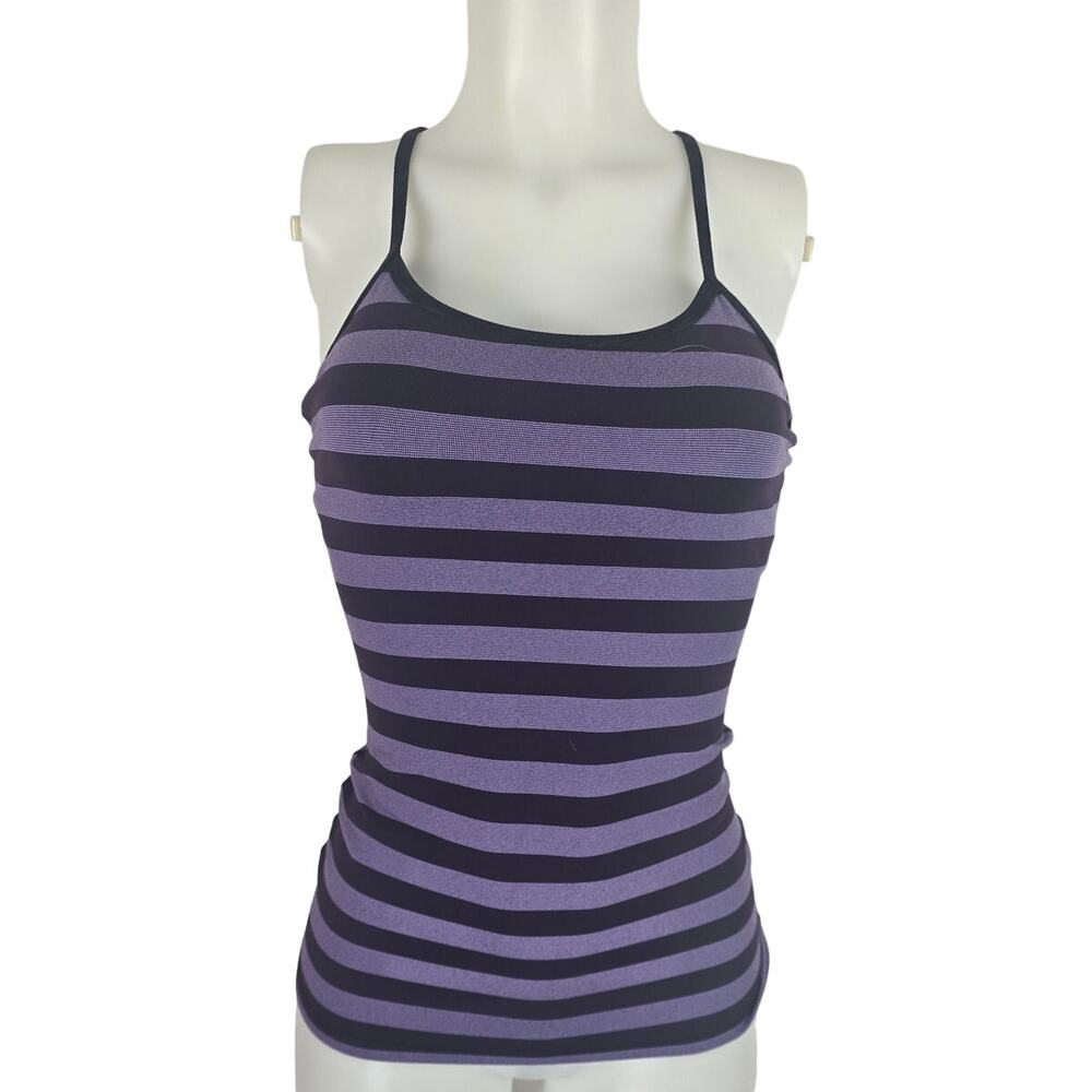 Lululemon Athletica Athletic Women's Purple Stripped Built In Bra Tank Top 4
